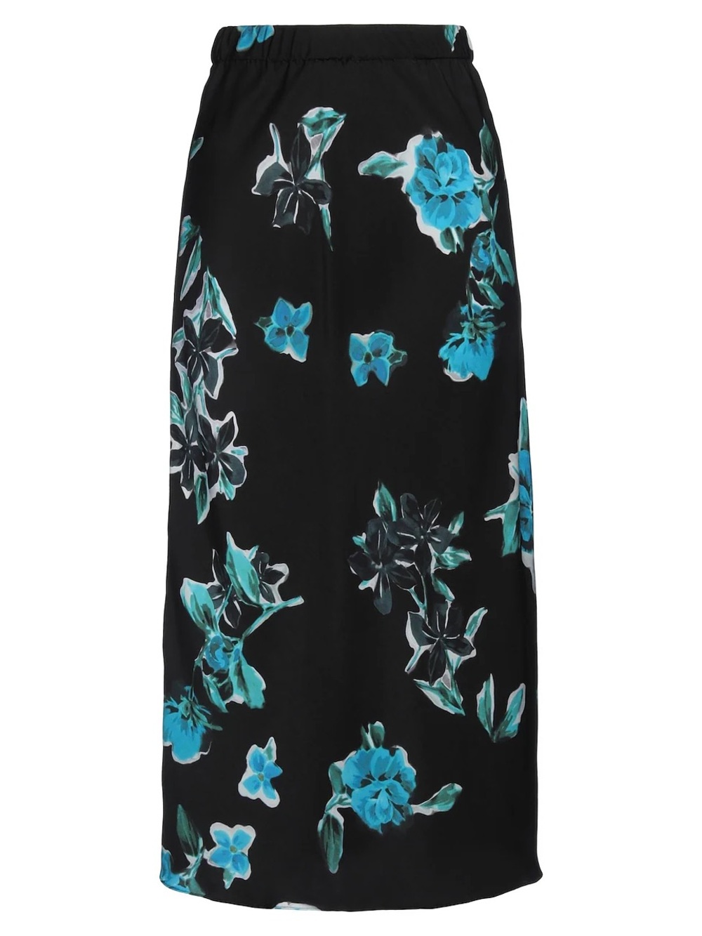 The Kooples Black Maxi Skirt with Teal Floral Print